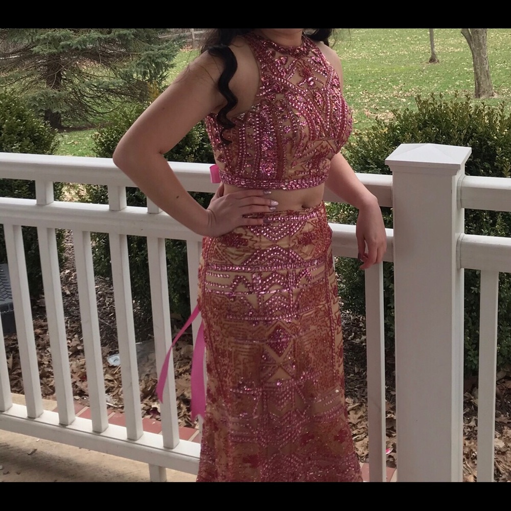 Sherri Hill Pink Beaded Prom Dress